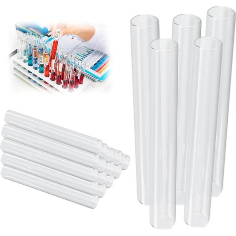 Set mit 20 durchsichtigen Glasreagenzgläsern mit flachem Boden – 150 x 20 mm – Für Blumen, Vasen, Laborarbeiten, Bastelarbeiten und Süßigkeitendekoration (1/5)