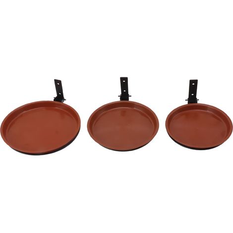 Mangeoire et bain d'oiseaux à fixer sur un arbre, avec anneau métallique robuste, pour jardin et terrasse. Comprend 3 pots et 3 supports. (1/5)