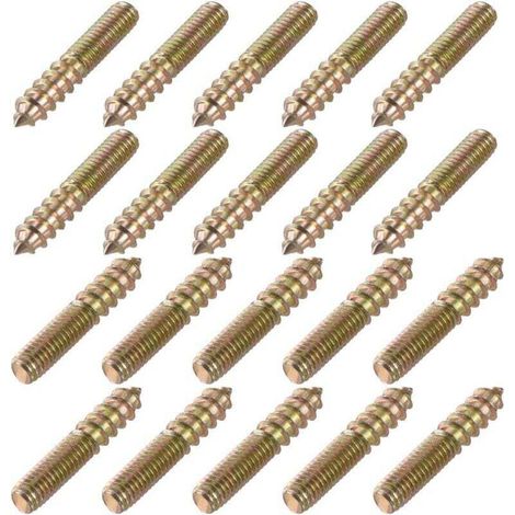 Vis à suspension UlisemM6, longueur 35 mm, vis autotaraudeuses à double tête, boulons 6 mm, connecteurs bois, pieds de meuble, 20 pièces (M6 x 35)