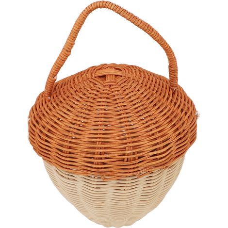 Panier de rangement en rotin en forme de champignon, panier à fruits décoratif tressé, panier mural avec couvercle, accessoire photo pour la décoration de chambre (1/5)