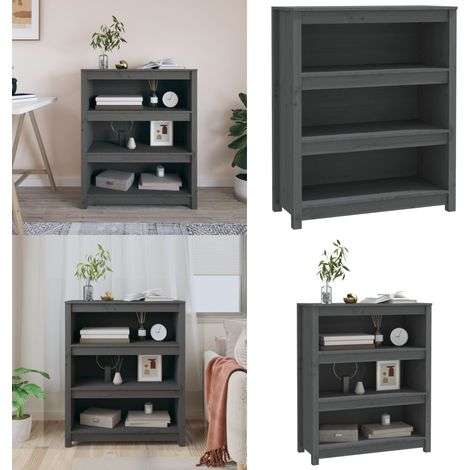 Bibliothèque Gris 80x35x97 cm Bois de pin massif - Bibliothèque - Meuble De Rangement - Étagère - Armoire À Livres - Bibliothèque En Bois - Home & Living