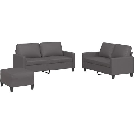Maison Exclusive - Ensemble de canapés 3 pcs avec coussins Gris Similicuir (1/5)