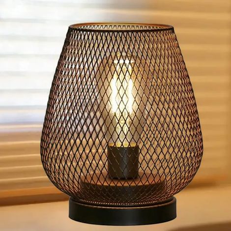 Nachttischlampe, LED-Tischlampe, Metall-Tischlampe, Netz-Tischlampe, warmweißes Licht, dekorative Tischlampe, Nachtlicht, batteriebetrieben (Batterien nicht im Lieferumfang enthalten).