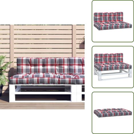Coussins de palette lot de 2 motif à carreaux rouge tissu - Coussins Exterieurs - Coussins De Terrasse - Coussins Jardin - Cushions Décoratifs - Cushions Design