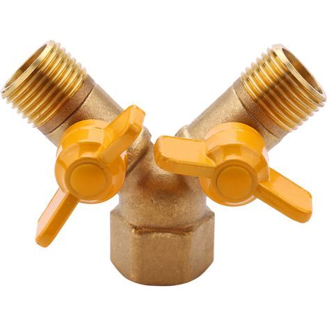 Adaptateur robinet 2 voies 1/2" séparateur tuyau arrosage extérieur (1/5)