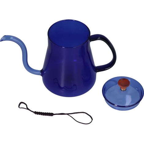 Bouilloire à café filtre en verre bleu de 600 ml (1/5)