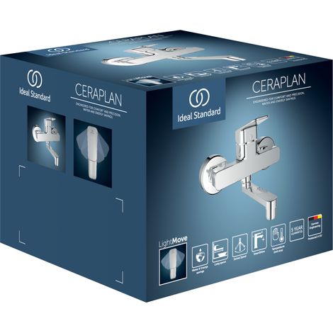 Ideal Standard Grifo cocina mural Ceraplan Salida 198mm Cromo, BD341AA (1/2)