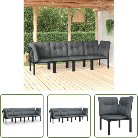 Maison Exclusive 4-tlg. Garten-Lounge-Set Schwarz und Grau Poly (1/5)