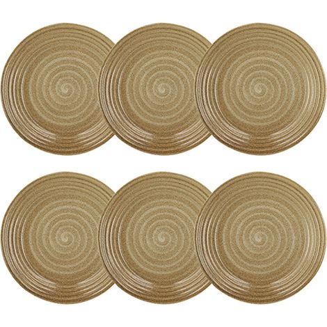Lot de 6 assiettes à dessert 21cm en grès, TURBOLINO (1/3)