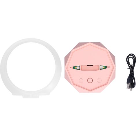 Enceinte sans fil avec 3 thèmes LED et veilleuse, design unique portable pour fête à la maison - Rose (1/5)