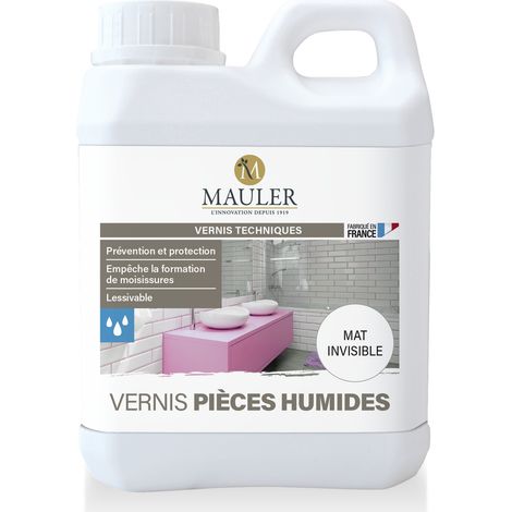Vernis anti moisissure lessivable tous supports - 2,5L Mat Incolore - Qualité air A+ - Vernis pièces humides Mauler