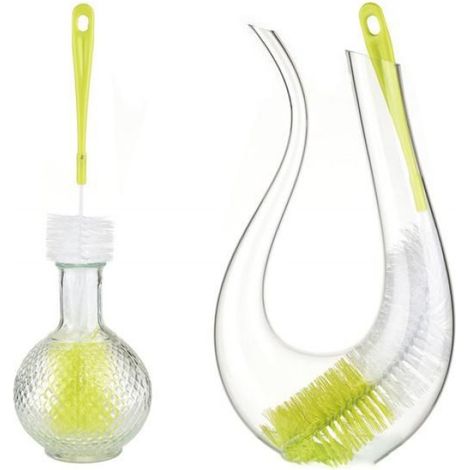 4 Brosse à bouteille, poils de sanglier, manche long, extrémité incurvée, crochet suspension, cuisine maison (1/5)