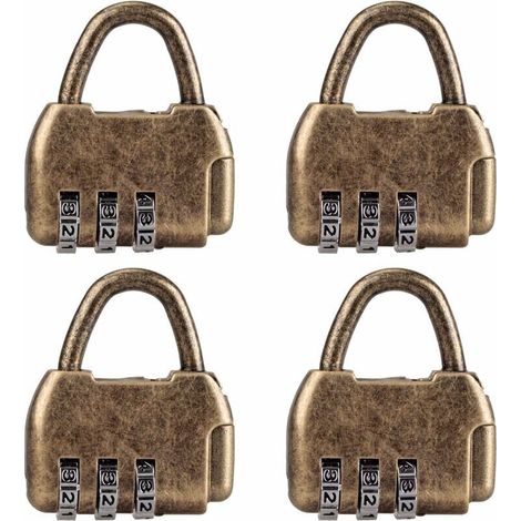 Lot de 4 mini cadenas à combinaison rétro pour agenda, valise, cadenas à code vintage (1/5)