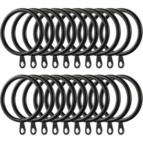 60 schwarze Metall-Gardinenringe, 38 mm Durchmesser, Aufhängevorrichtung für Gardinen und Gardinenstangen (1/5)