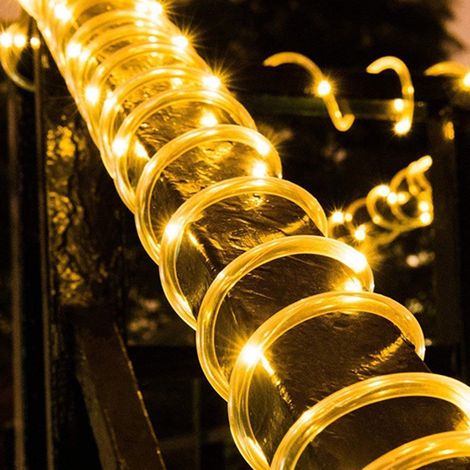 Guirlande Lumineuse LED - Tube Souple PVC - 72 Pieds 200 LED - 8 Modes avec Télécommande IR - Étanche IP65 - Fonction Minuterie - Alimentation Piles AA - Blanc Chaud (1/5)