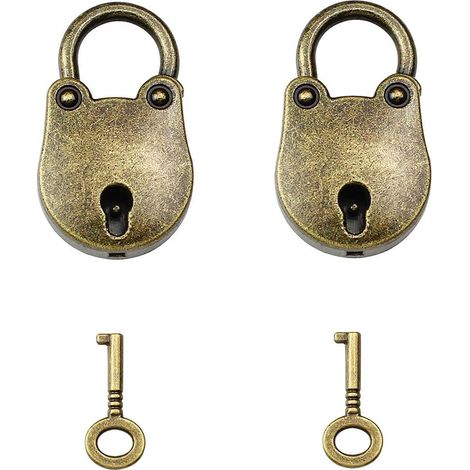 Cadenas en alliage de zinc de style ancien, mini cadenas vintage avec clés, pour agenda, décoration de boîte à bijoux (1/5)