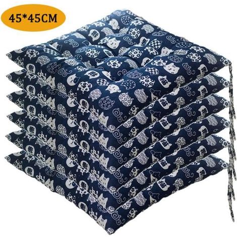 Lot de 6 Coussin de Chaise Coussins de Siège, Carré Tatami Respirant Schéma Coussins de Chaise Galette de Chaise, 4545cm,Style L (1/3)