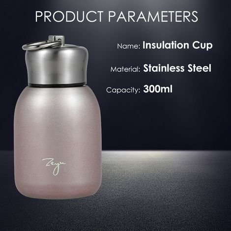 Gourde isotherme en acier inoxydable mat de 300 ml pour enfant, avec couvercle et crochet. (1/5)