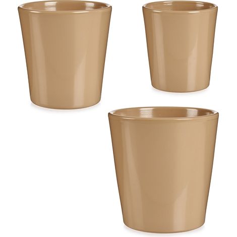 Set de pots en céramique beiges, 3 pièces (1/5)
