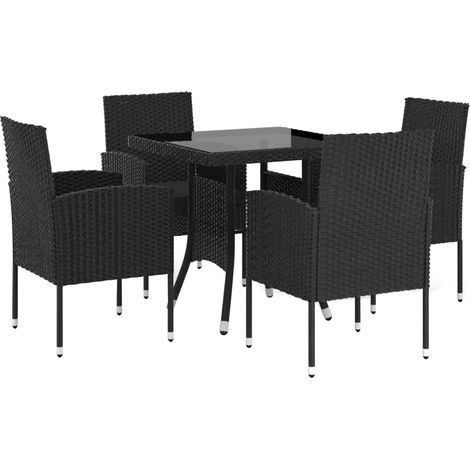 vidaXL 5 Piece Garden Dining Set Poly Rattan Black (1/4)