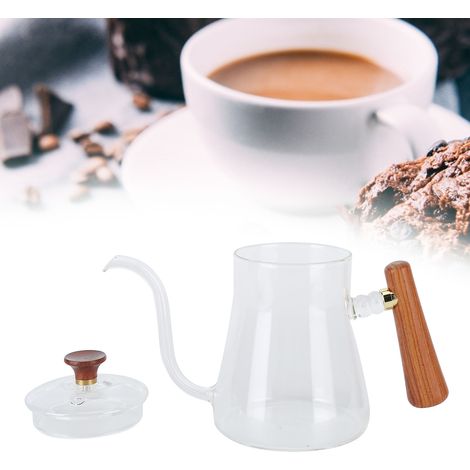 Kaffeekanne aus Glas mit langem Ausguss, Teekanne aus Klarglas mit gebogenem Schwanenhals, 600 ml (1/5)