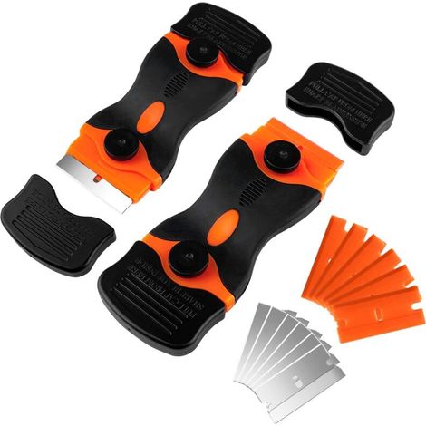 Ceramic Hob Scraper with Soft Handle + 10 Metal Blades for Glass/Mirror/Floor Cleaning