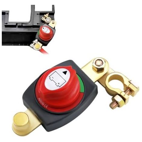 Coupe Circuit Batterie 12V/24V, Réglable 180°Coupe Circuit Batterie Voiture, Top Post Coupe-Batterie, Commutateur de Déconnexion de Batterie, pour Voiture, Bateau, Camion, Moto