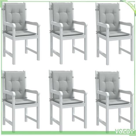 Coussins de chaise à dossier bas - FAFEIFSY - Lot de 6 - Gris clair mélangé - Polyester résistant UV - Garnissage fibre de mousse (1/5)