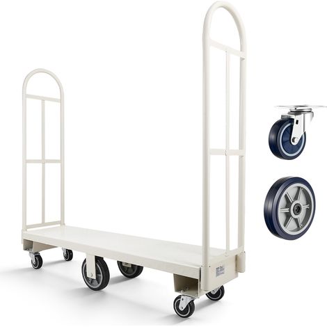 VEVOR Plattformwagen 907 kg, Schwerlast-Transportwagen, Industrieller Lagerwagen mit 6 Rädern & zwei abnehmbaren Griffen, für Lagerhallen, Werkstatt, Fabrik, 1525x410x1510 mm Rollwagen (1/5)