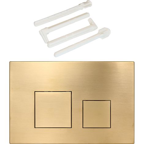 Plaque de commande WC suspendu – Compatible Geberit Sigma 20, UP300 & UP320 – Plaque de déclenchement Geberit pour chasse d’eau double, silencieuse, durable et économe en eau – 1 pièceOr brossé (1/5)