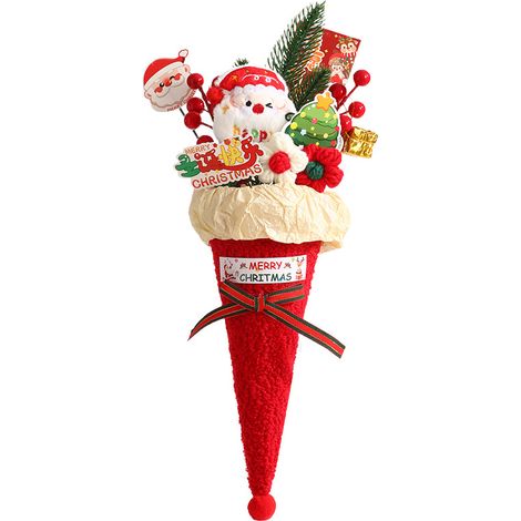 Bouquet de cornets de glace « Père Noël » : un cadeau de Noël pour votre petite amie, votre meilleure amie ou une amie — une idée de décoration de Noël originale et pleine d’attention (1/4)