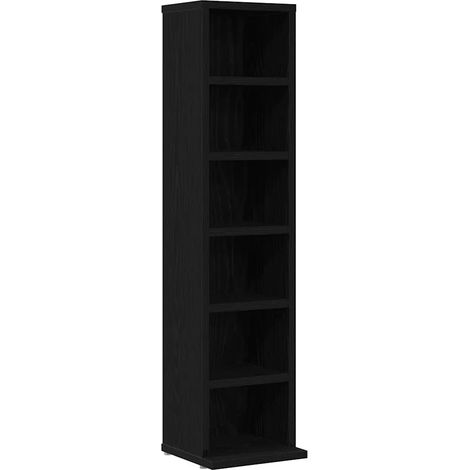 Mueble para CD unidad de almacenamiento 21 x 20 x 88 cm gran capacidad moderno madera de ingeniería negra 020051862 (1/5)