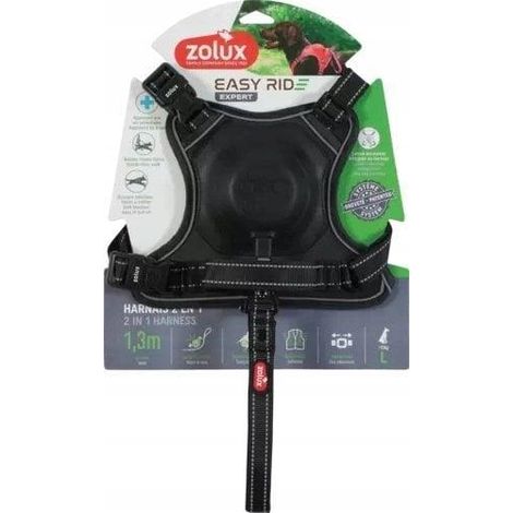 Zolux EasyRide Harness nero con guinzaglio retrattile