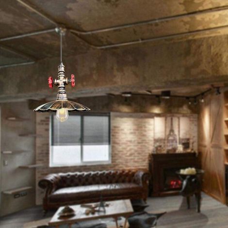 Lampadario a LED – materiale in ferro – finitura ruggine dorata – magazzino / soggiorno / cucina / corridoio / ufficio / bar / caffetteria
