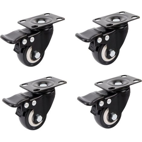 SABIR Lot de 4 Roulettes 50mm avec frein, 4 pcs roulettes pivotantes pour Meuble/Transport,roulettes pour meubles, Heavy Duty Roulette en Capacité de Charge Totale 300KG, (1/5)