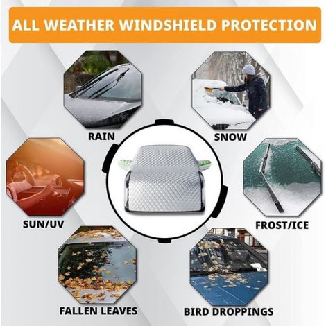 Couverture Pare-Brise - Universel - Protection Réfléchissante UV - Anti Givre - 223x245 cm (1/4)