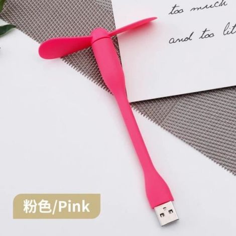 Mini Ventilateur USB - Pliable - Flexible - 60 dB - Rose - Pour Ordinateur Portable Et Batterie Externe - 1 Pièce