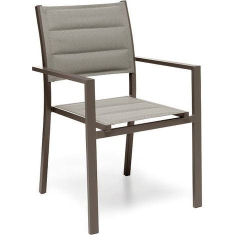 GLOUPIE Poltrona Da Esterno Alamos In Alluminio Verniciato Marrone, Impilabile, L 57 x P 58 x H 86 Cm, Seduta In Textilene (1/5)