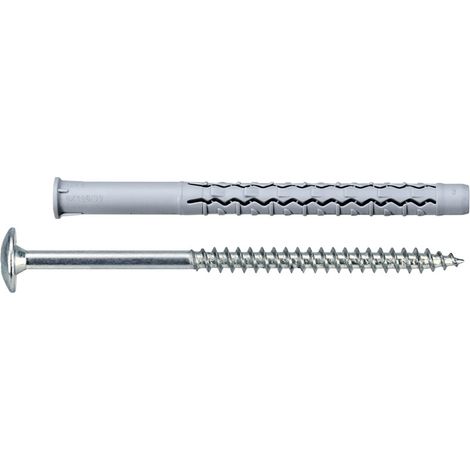 Cheville nylon + vis tête large - Vendu par 75 - Conditionnement : 100 - Longueur : 80 - G&B