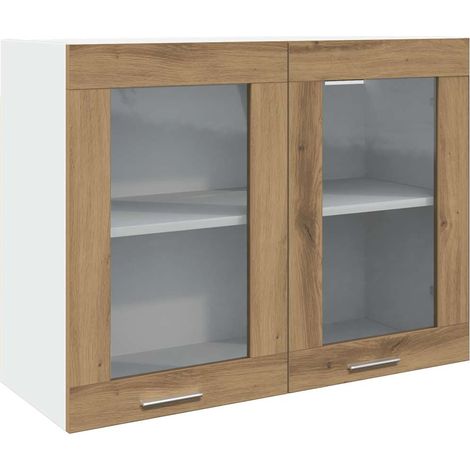 Hanging Glass Cabinet Lyon Artisan Oak 80x31x60 cm Engineered Wood vidaXL