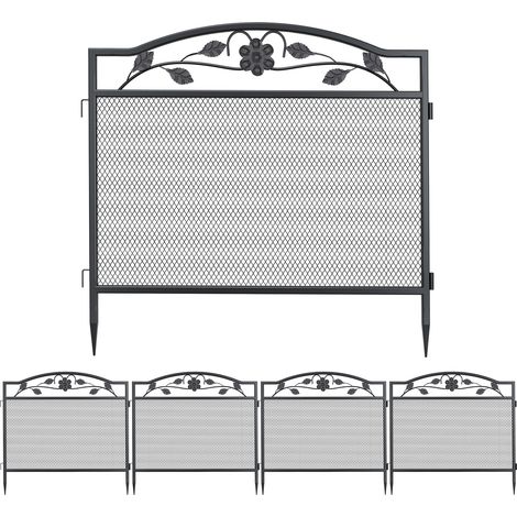 Unho – Clôture de jardin en fer forgé 5pcs – Bordure décorative 80x80cm – Résistante à la rouille – Installation facile sans assemblage