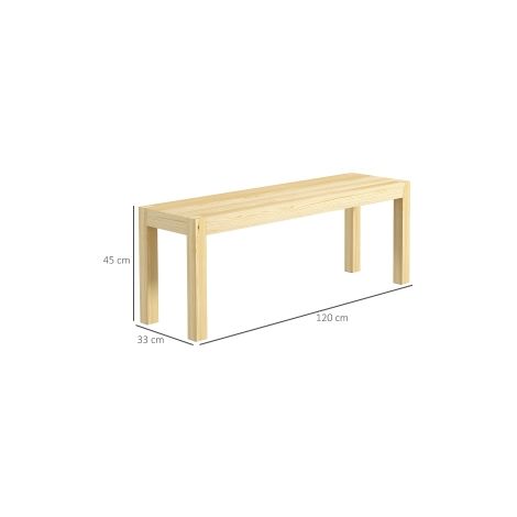Banc 2 places en pin naturel avec style champêtre et charge jusqu à 240 kg, 120 x 33 x 45 cm, pour cuisine, salon et salle à manger (1/5)