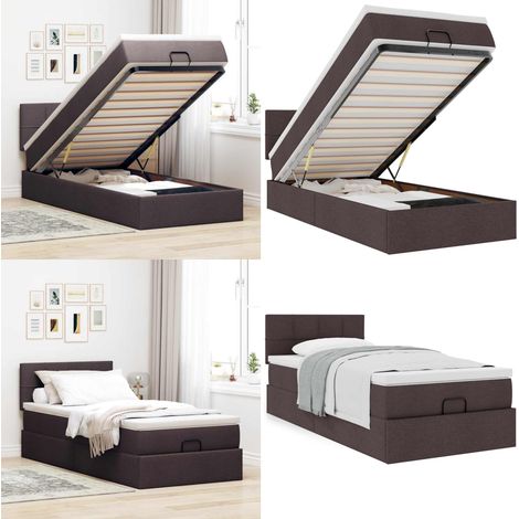vidaXL Ottoman-Bett mit Matratze Dunkelbraun 90x200 cm Stoff (1/5)