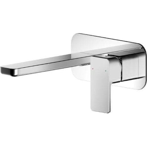Nuie Windon 2-Hole Wall Mounted Basin Mixer Tap with Plate - Chrome (1/5)
