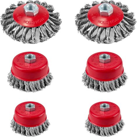 cepillos de alambre para taladro, cepillos de alambre para amoladora, cepillos de eliminación de óxido de 75 mm y 100 mm de diámetro, para amoladora de cepillo de alambre, eliminación de pintura oxida (1/5)