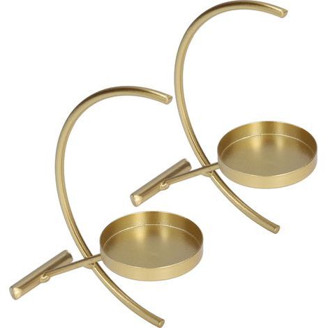 Bougeoir doré en fer robuste et Durable, 2 pièces, Style Simple et élégant, large Application, bougeoirs votifs (1/5)