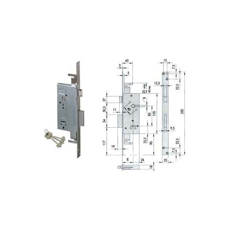 SERRATURA TRIPLICE DA INFILARE DOPPIA MAPPA CON SCROCCO 57215- - mm.50 - gambo chiave mm.60 (57215510) - 1 pezzi CISA