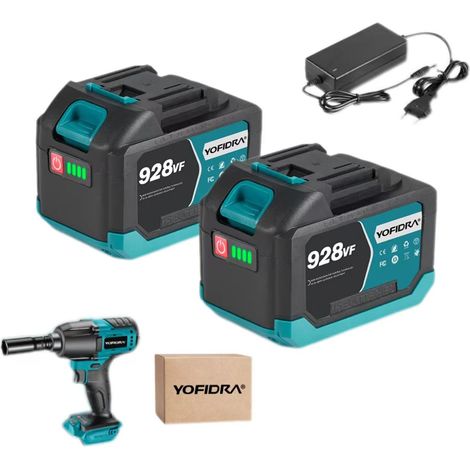 Lot de 2 batteries au lithium rechargeables, 928VF, 22500mAh, compatibles avec les outils électriques sans fil Makita 18-21V, chargeur inclus. (1/5)