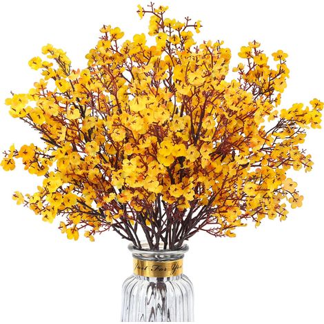 Conjunto de 8 flores artificiales de otoño, seguras para bebés, con plantas naranjas realistas y flores de seda, adecuadas para la decoración de mesas tanto en interiores como en exteriores, en casa,  (1/5)