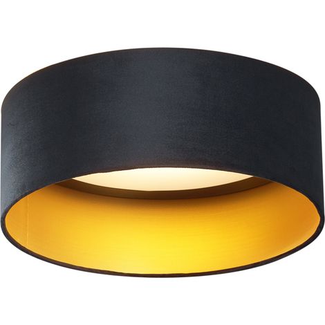 Moderne Deckenleuchte Schwarz Samt 40cm inkl. LED 3-Stufen Dimmbar - Sue